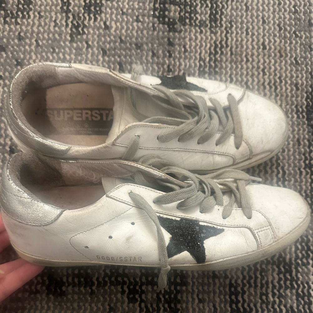 Golden Goose Superstar White Sneakers with Black Star size 40 fits US 9.5-10